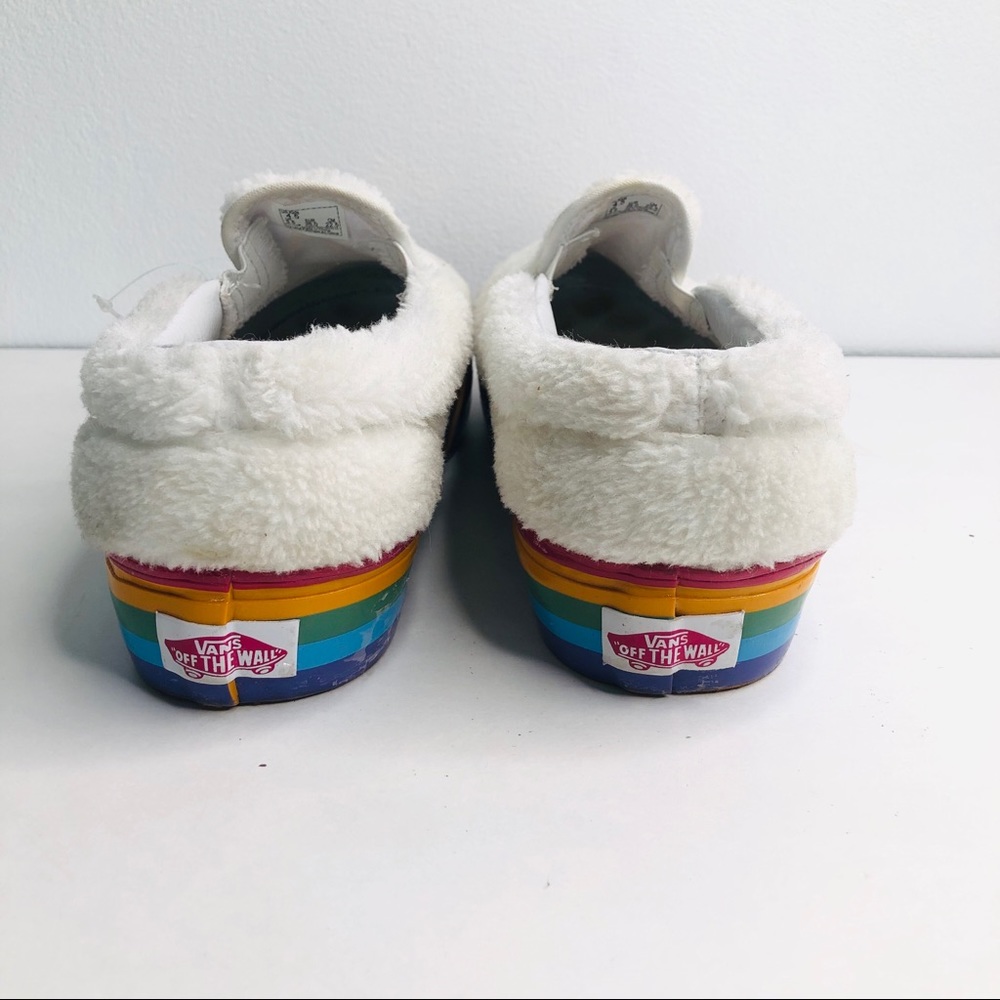 Vans Slip-On Shearling Rainbow Platform Sneakers - Picture 3 of 7